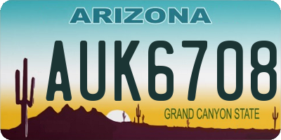 AZ license plate AUK6708