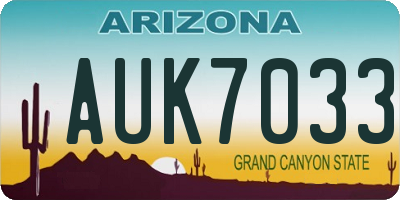 AZ license plate AUK7033