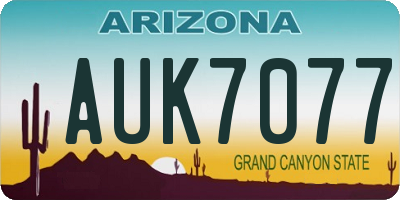 AZ license plate AUK7077