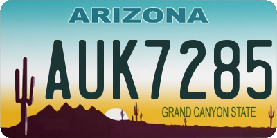 AZ license plate AUK7285