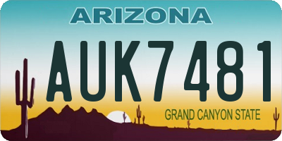 AZ license plate AUK7481