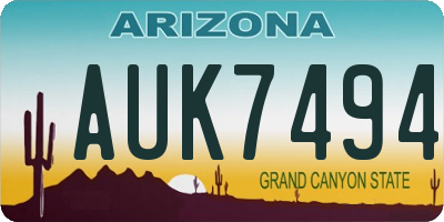 AZ license plate AUK7494