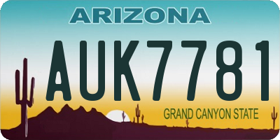 AZ license plate AUK7781