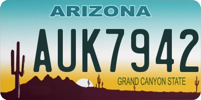 AZ license plate AUK7942