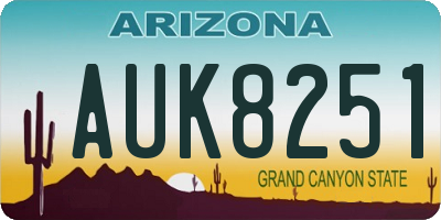 AZ license plate AUK8251