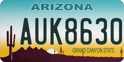 AZ license plate AUK8630
