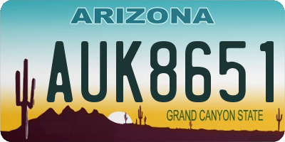 AZ license plate AUK8651