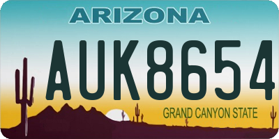 AZ license plate AUK8654