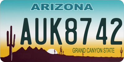 AZ license plate AUK8742