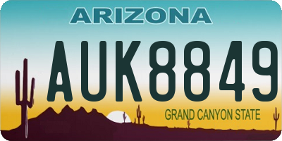 AZ license plate AUK8849