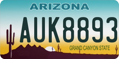 AZ license plate AUK8893