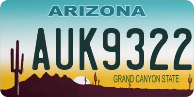 AZ license plate AUK9322