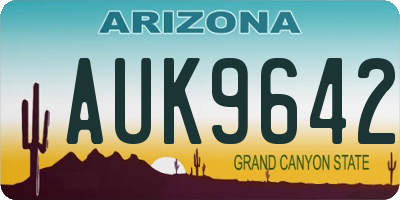 AZ license plate AUK9642