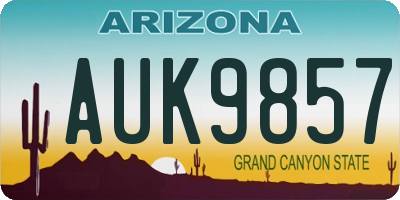 AZ license plate AUK9857