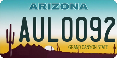 AZ license plate AUL0092