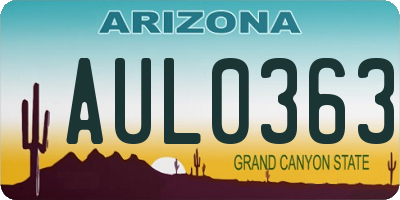 AZ license plate AUL0363