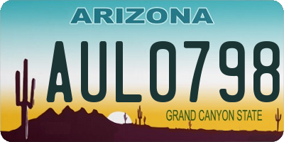 AZ license plate AUL0798
