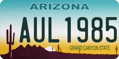 AZ license plate AUL1985