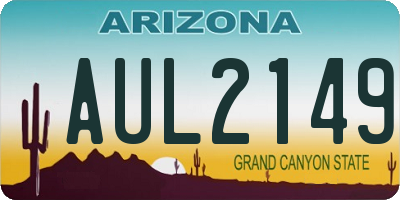 AZ license plate AUL2149