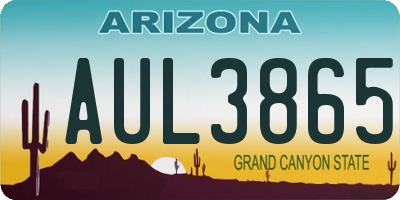 AZ license plate AUL3865