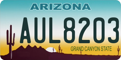 AZ license plate AUL8203