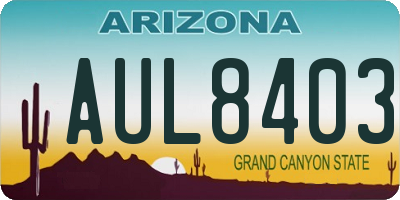AZ license plate AUL8403