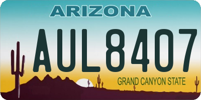AZ license plate AUL8407