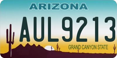 AZ license plate AUL9213