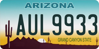 AZ license plate AUL9933