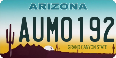 AZ license plate AUM0192