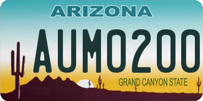 AZ license plate AUM0200