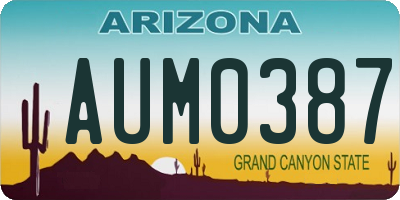 AZ license plate AUM0387