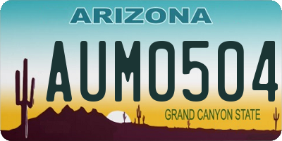AZ license plate AUM0504