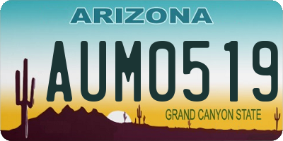 AZ license plate AUM0519