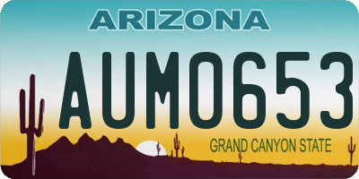 AZ license plate AUM0653
