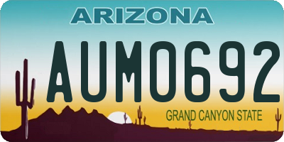 AZ license plate AUM0692