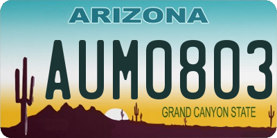 AZ license plate AUM0803