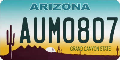 AZ license plate AUM0807