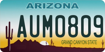 AZ license plate AUM0809