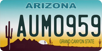 AZ license plate AUM0959
