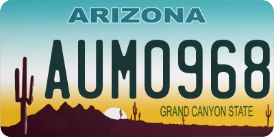 AZ license plate AUM0968
