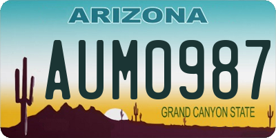 AZ license plate AUM0987