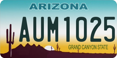 AZ license plate AUM1025