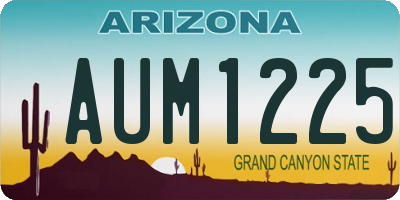 AZ license plate AUM1225
