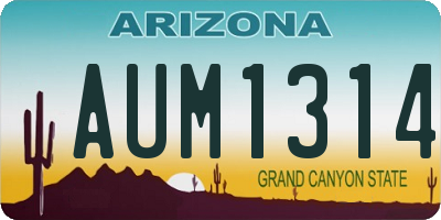 AZ license plate AUM1314