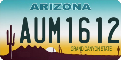 AZ license plate AUM1612