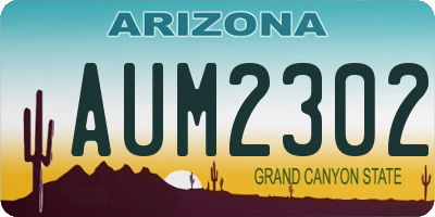 AZ license plate AUM2302
