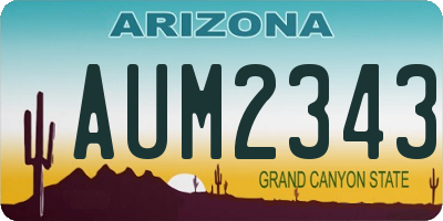 AZ license plate AUM2343