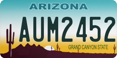 AZ license plate AUM2452