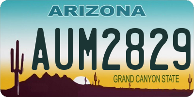 AZ license plate AUM2829